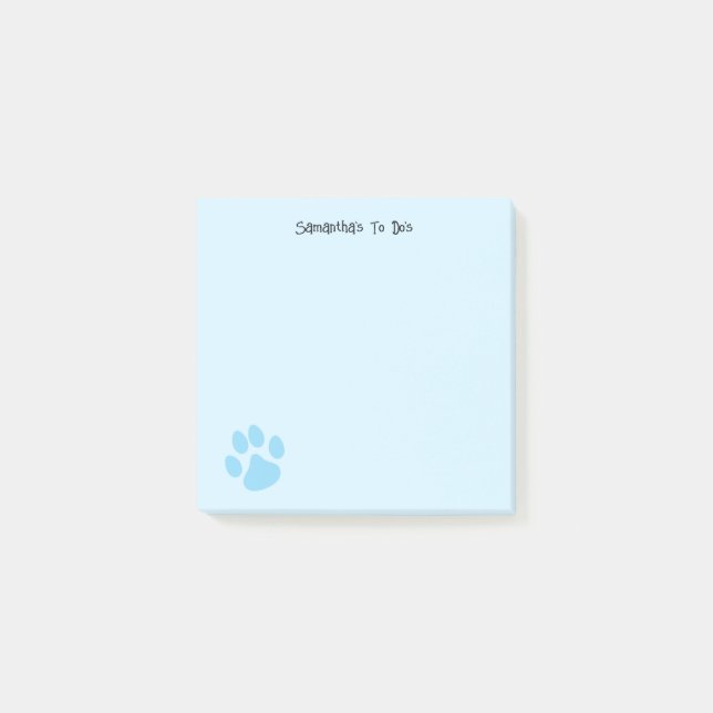 Light blue Cute Pawprint Personalizable To Do Post-it Notes (Front)