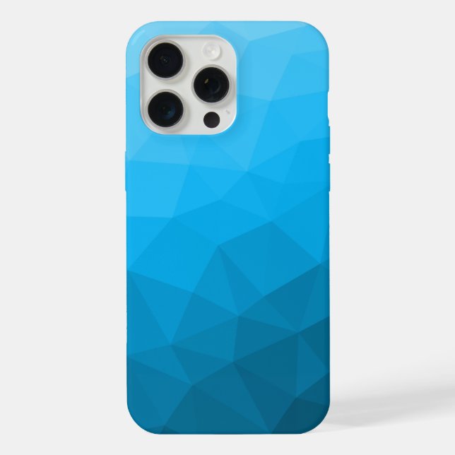 Light blue cyan gradient geometric mesh pattern iPhone case (Back)