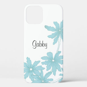 Light Blue Daisies on White iPhone 12 Case