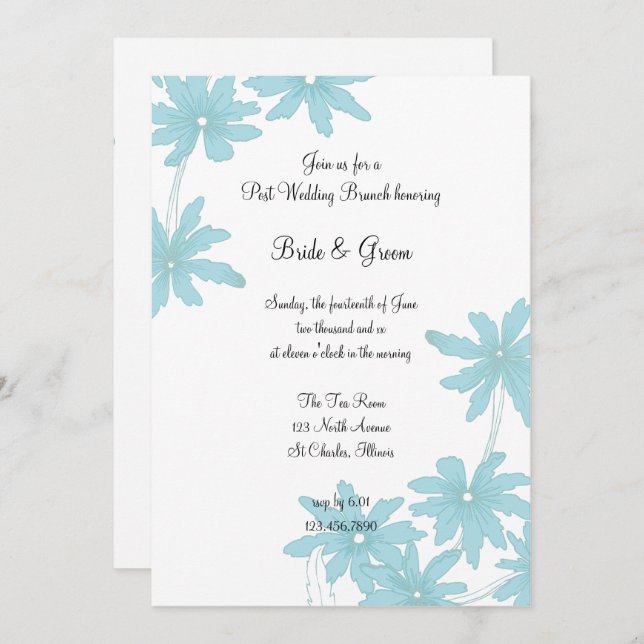 Light Blue Daisies Post Wedding Brunch Invitation (Front/Back)