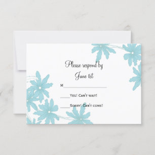 Light Blue Daisies Wedding RSVP Response Card