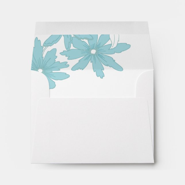Light Blue Daisies Wedding RSVP Response Card Envelopes (Back (Bottom))