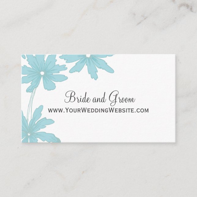 Light Blue Daisies Wedding Website Card (Front)