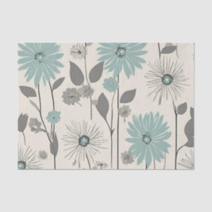 Light Blue Daisy Mid Century Modern Floral Tissue Paper