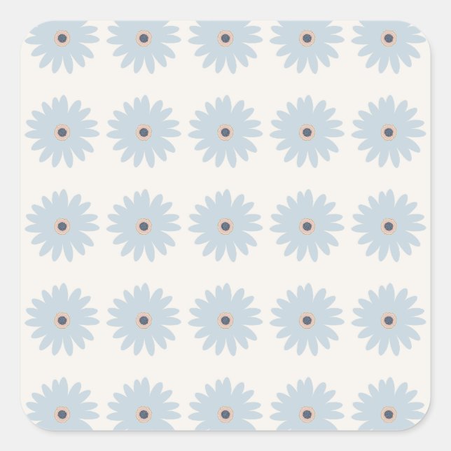 Light Blue Daisy Square Sticker (Front)