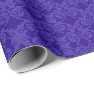 Light Blue Damask Bows Wrapping Paper