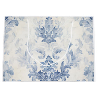 Light Blue Damask Large Large Gift Bag