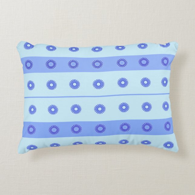 Light Blue Dark Blue Flowers Pattern Decorative Cushion (Front)