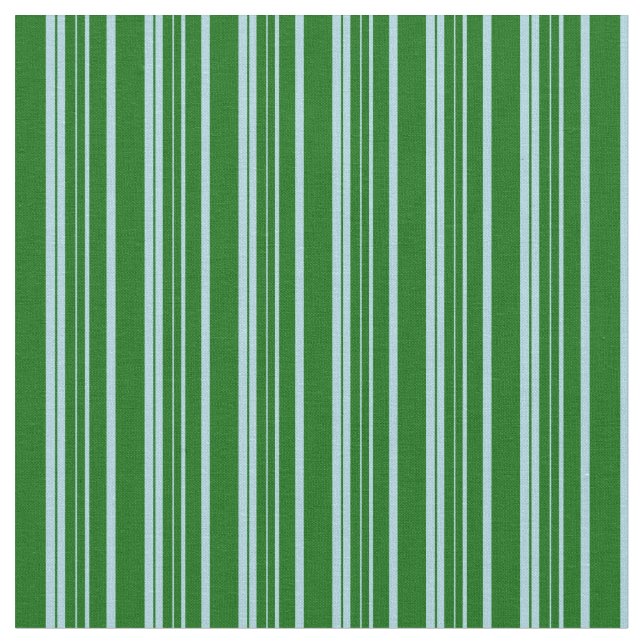 Light Blue & Dark Green Lined/Striped Pattern Fabric (Close Up)