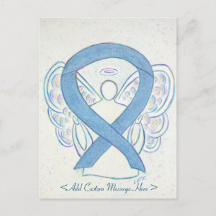 Light Blue Denim Awareness Ribbon Angel Postcard