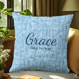 Light Blue Denim Texture Custom Rustic Home Cushion