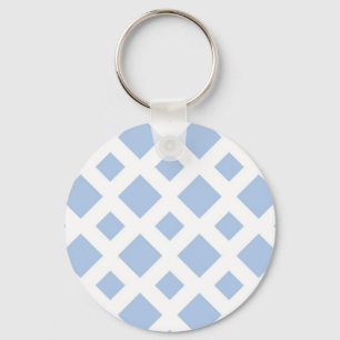 Light Blue Diamonds on White Key Ring