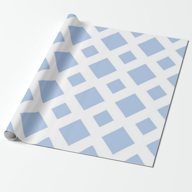 Light Blue Diamonds on White Wrapping Paper (Unrolled)