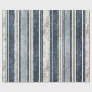 Light Blue Distressed Striped Wrapping Paper