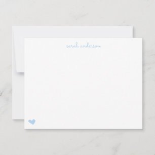 Light Blue Doodle Heart Personalised Stationery Card