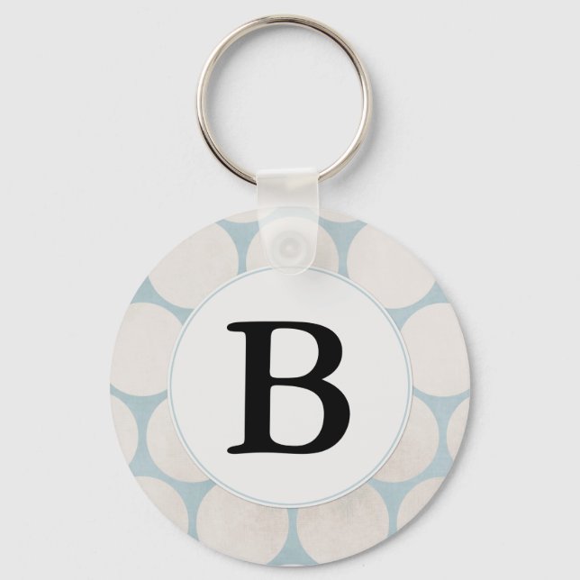 Light Blue Dots Monogram Key Ring (Front)