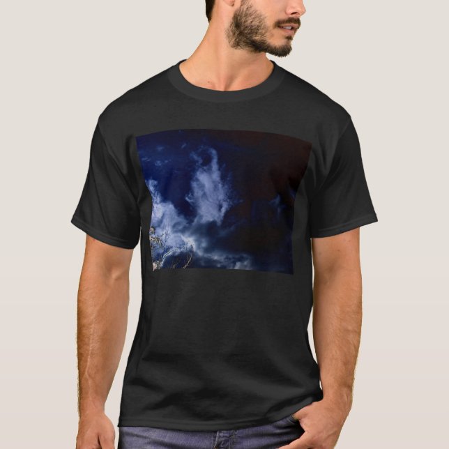 Light Blue Dragon Head Clouds and Negative Branche T-Shirt (Front)