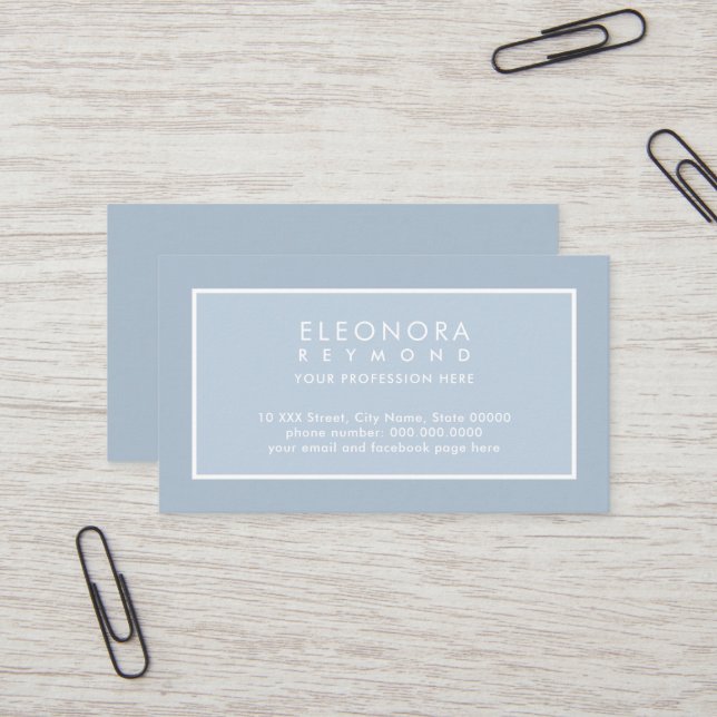 Light Blue Elegant Business Card (Front/Back In Situ)
