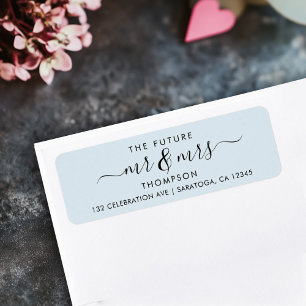Light Blue Elegant Chic Future MR and MRS Address Return Address Label