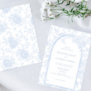 Light Blue Elegant Floral Wedding Invitation