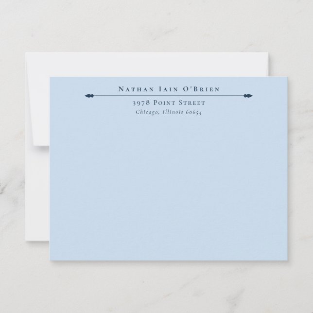 Light Blue Elegant Personalised With Name Address Card (Front)