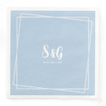 Light Blue Elegant Script Custom Initials Wedding