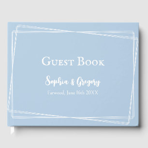 Light Blue Elegant White Script Custom Wedding Guest Book