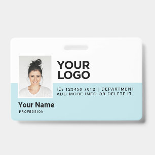 Light Blue Employee Modern Photo ID Security Badge