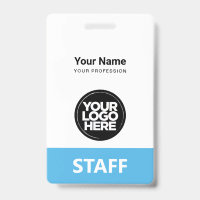 Light Blue Employee Name Business Logo Staff Tag