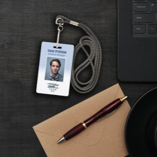 Light Blue Employee Photo Company Logo ID Badge
