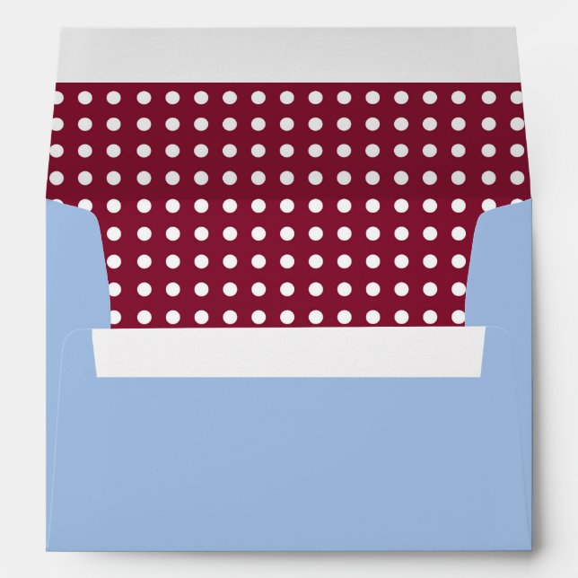Light Blue Envelope with Maroon Polka Dot Lining (Back (Bottom))