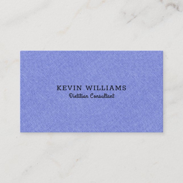 Light-blue faux linen texture background business card (Front)