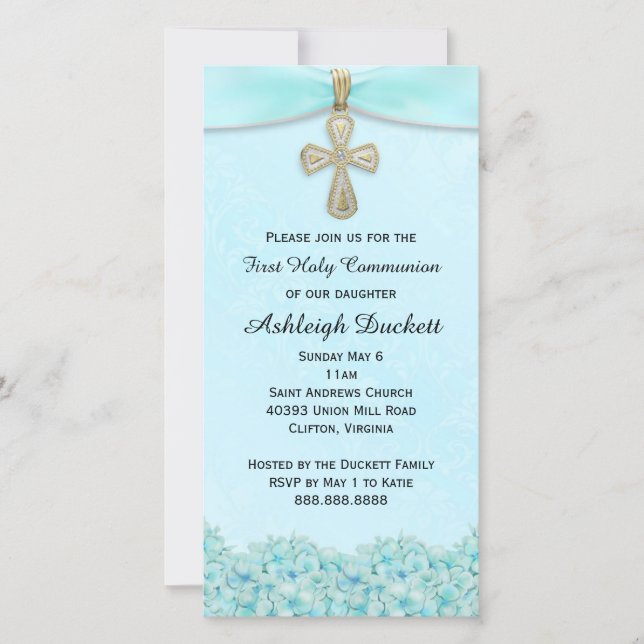 Light Blue First Communion Invitation (Front)