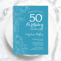 Light Blue Floral 50th Birthday Party