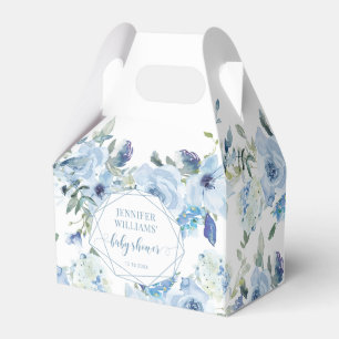 Light blue floral baby boy shower candy favour box