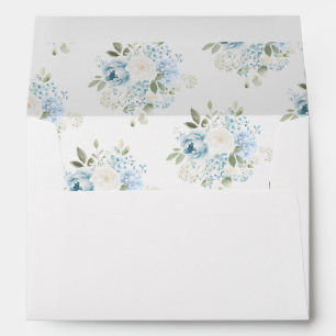 Light Blue Floral Bouquet Wedding Envelope