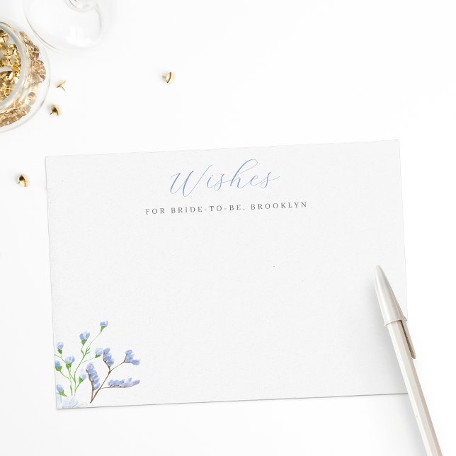 Light Blue Floral Bridal Shower Wishes Card (Creator Uploaded)