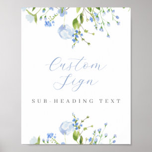 Light Blue Floral Custom Editable Digital Download Poster
