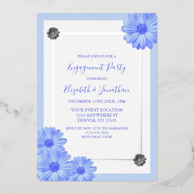 Light Blue Floral Elegant Engagement Party (Front)