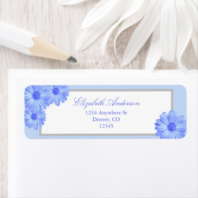 Light Blue Floral Return Address Label (Insitu)