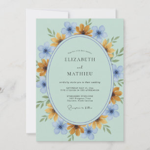 Light Blue Floral Spring Wedding Invitation
