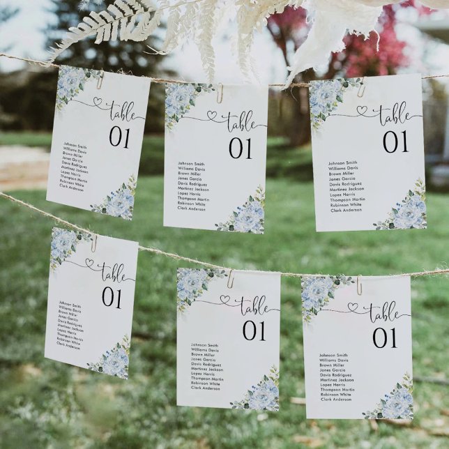 Light Blue Floral Table Number Seating Chart (Creator Uploaded)