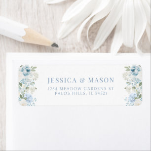 Light Blue Floral Watercolor Return Address Label