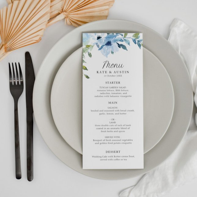 light blue floral wedding menu (Creator Uploaded)