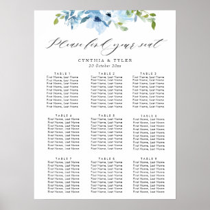 light blue floral wedding seating chart