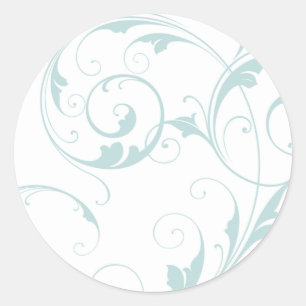 Light Blue Flourish Classic Round Sticker