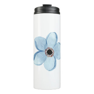 light blue flower thermal tumbler