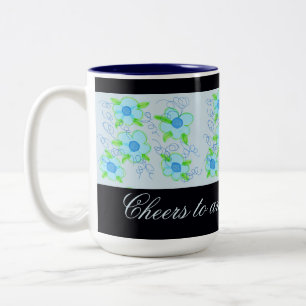 Light Blue Flowered Coffee Mug