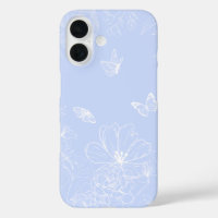 Light Blue Flowers Pattern, Floral, Minimalist