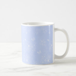 Light Blue Flowers Pattern, Floral, Minimalist Coffee Mug